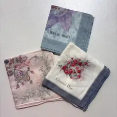 HANAe MORI & Christian Dior など3点ハンカチセット