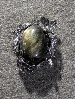 ヴィンテー風黒耀石オブシディアンネックレストップ①