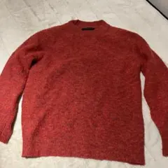 オレンジ　ウール混紡 クルーネック セーター　RAGEBLUE