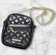 ショルダーバック キルティング チェーン 肩かけ ブラック ゴールド バック