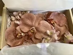 胡蝶蘭と紫陽花の髪飾り　結婚式・成人式・卒業式に　赤茶色　和風 和装