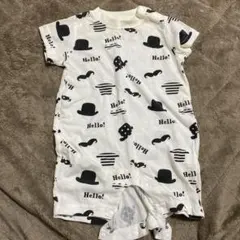 ベビー　ロンパース　70cm　帽子　ヒゲ　白　春　夏　秋