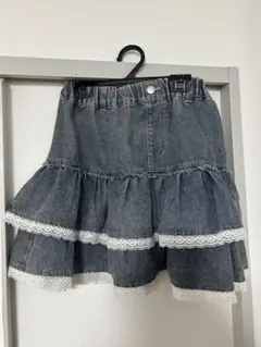 デニムスカート レース ウィッシュコア ミニスカート デニム プリーツ フリル