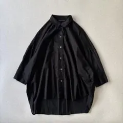 【美品】ミズイロインド コットン　サイドタックコクーンシャツ　七分袖　ゆったり