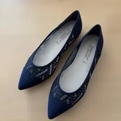 mode et jacomo フラットパンプス（紺） 未使用品23.5センチのサムネイル