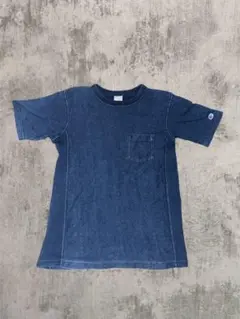 champion デニムブルー Tシャツ フロントポケット付き