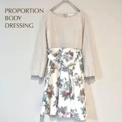 プロポーションボディドレッシング フレアワンピース 花柄切替 （M）フェミニン