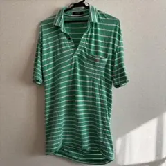バーバリーブラックレーベル ポロシャツ サイズ2 緑/白ストライプ