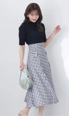 プロポーション チェックミックスフラップフレアスカート