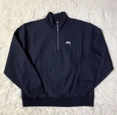 Stussy ネイビー ハーフジップスウェット