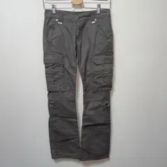 エボリューション　カーキ系　カーゴパンツ 多機能ポケット　カジュアル　S