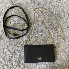 ☆未使用保管で美品☆COACH ブラックレザー サコッシュ　付属品付き