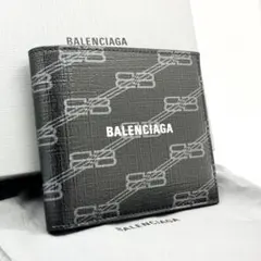✨未使用級✨BALENCIAGA 二つ折り　財布　BBモノグラム　ロゴ　ブラック