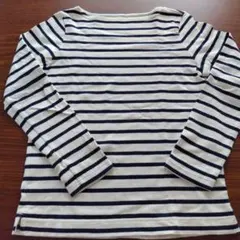 無印良品 長袖ボートネックトップス ボーダーXS