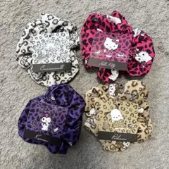 【Sanrio】　キティ　クロミ　シナモン　ポチャッコレオパード柄　シュシュ