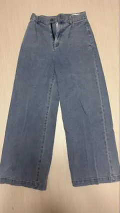 ライトブルーデニムワイドレッグパンツ