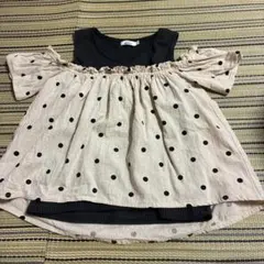 PAIR MANON ドット柄 オフショル 半袖Tシャツ 130のサムネイル
