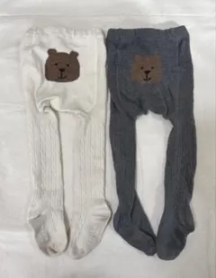GAP くまタイツ　白　グレー　ブラナンベア　12-24m