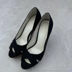ESPERANZA 黒 オープントゥ ハイヒール 25.0