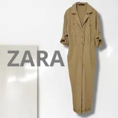 k【ザラ】オールインワン/人気 ジャンプスーツ ブラウン きれいめ 細見え 楽