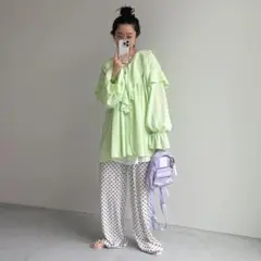 wee9s WAFFRILL TOPS / mint/ ワッフルフリルトップスのサムネイル