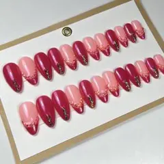ハンドメイド ネイルチップ ピンク フレンチ 20個セット