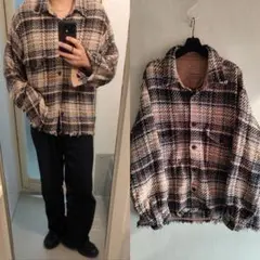 reroom WOOL CHECK BIG SHIRTJACKET - メルカリ