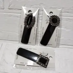 新品　送料込み❢　ベロア調　ラインストーン　ヘアピン