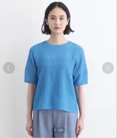 【美品】INDIVI 【洗える／凹凸素材】パフスリーブTブラウスのサムネイル