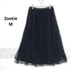Zootie チュールプリーツスカート ドット柄 黒 M レイヤード K193のサムネイル