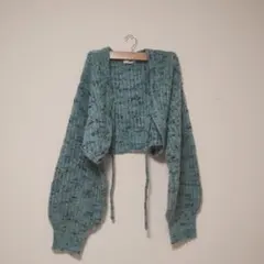 WEGO 青緑色 クロップドカーディガン