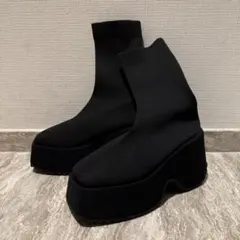 ブラック ソックスブーツ 厚底