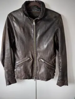 bark tannage　羊 レザー シングルライダースジャケット