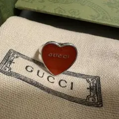 GUCCI ハートモチーフ リング シルバー レッド 9号 新品 定価53000