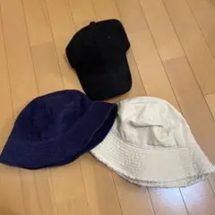 バケットハットとキャップの3点セット