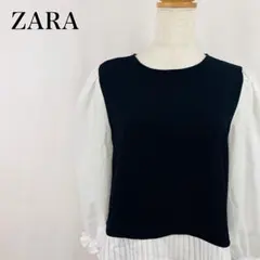 ザラ　キャンディスリーブ　フェイクレイヤード　ペプラム　長袖ブラウス【4900】