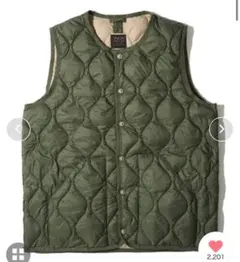 【TAION】ミリタリー クルーネック キルティングダウンベスト