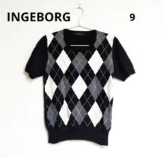 INGEBORG アーガイル柄 半袖セーター アンゴラ混 9サイズ 女性のサムネイル