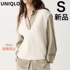 《新品》Ｓ◉3DスフレヤーンＶネックベスト　オフホワイト 白 UNIQLO