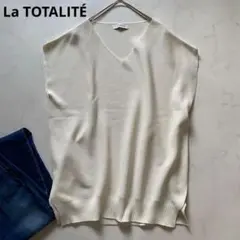 La TOTALITÉ 日本製 ガーターVネックフレンチプルオーバー