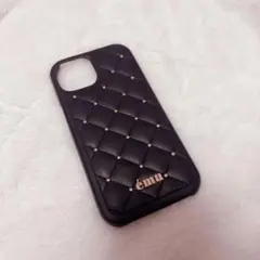 ♡emu ブラックキルティングiPhone15ケース
