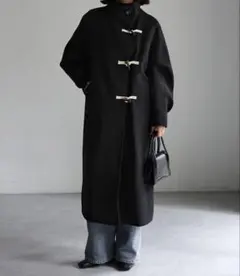 ブラック ダッフルコート ロング丈