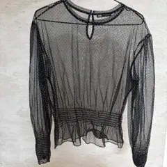 ZARA ブラック シースルートップス M