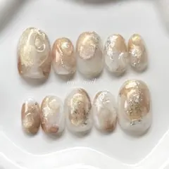 No.339 ネイルチップ オレンジ キラキラ ちゅるん 星 秋 ハロウィン