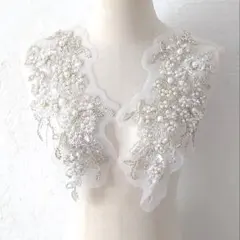 パールスパンコールビーズ刺繍モチーフレース シルバー リメイク ドレス