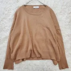 スローブイエナ 長袖 ワイドリブニット セーター キャメル 綿100% ゆったり