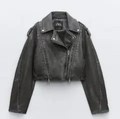 ZARA レザージャケット ライダースジャケット グレー
