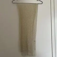 ラメ入りアイボリー レース編み ストール フリンジ付き