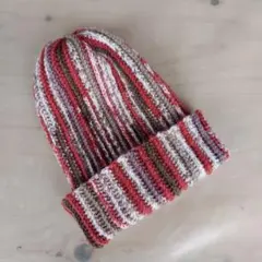 【ハンドメイド】ストライプニットビーニー　レディース　メンズ
