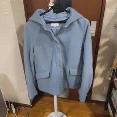 groveくすみブルーコート フード付